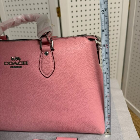 Coach Georgia Satchel Flower Pink Silver PAIRED Matching Wallet Leather Bag NWT - Picture 10 of 10